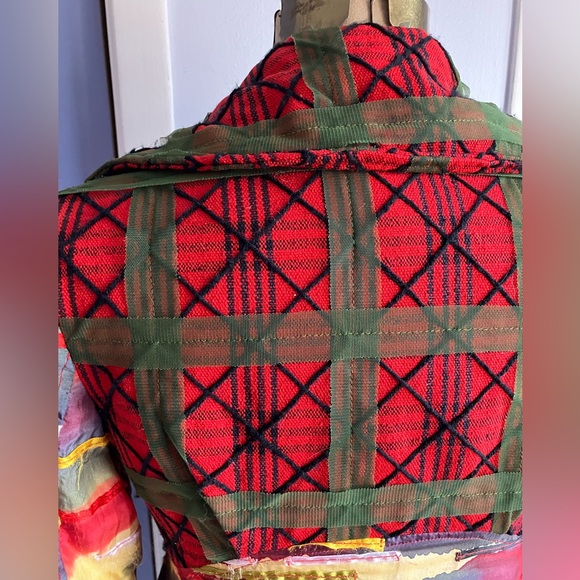 Stunning Handmade Patchwork Plaid & Striped Button-Up Blazer/Jacket - Picture 6 of 15